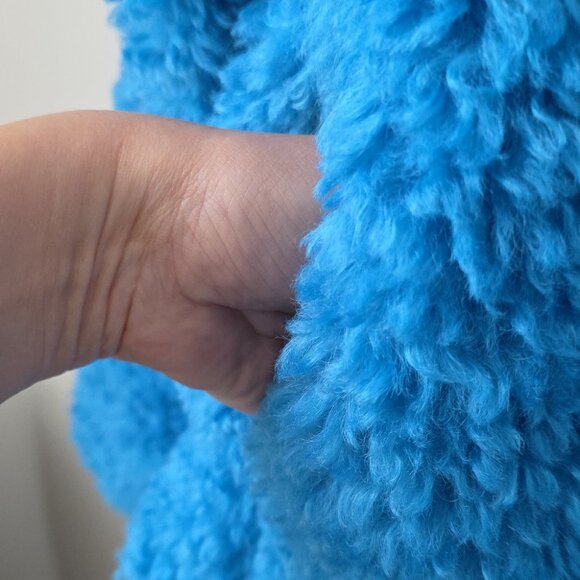 NWOT ZARA | Oversized Teddy Jacket Faux Fur Blue Sz S - Picture 7 of 8